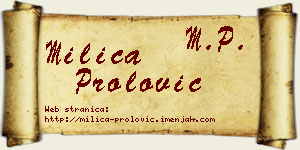 Milica Prolović vizit kartica
